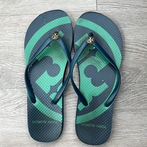 Tory Burch navy flip flops